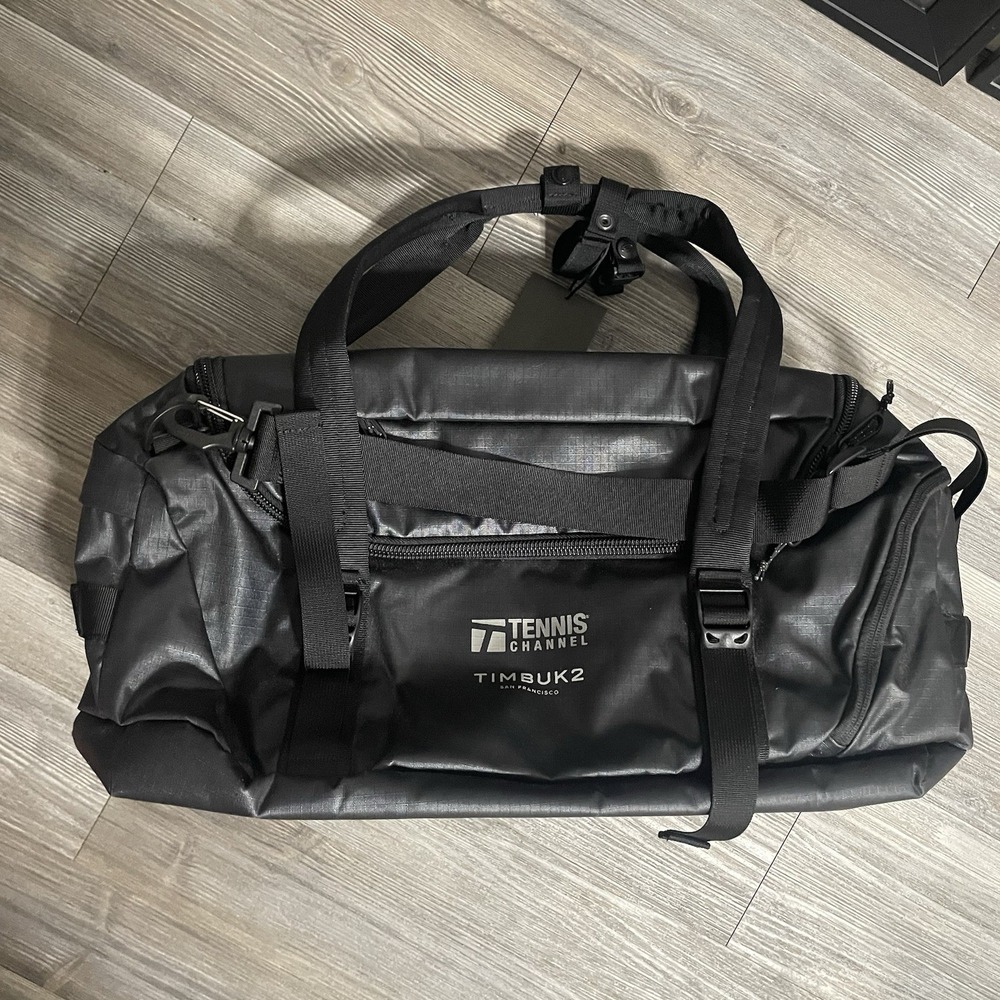 TIMBUK2 Quest Duffel SMALL Jet Black Gym Travel Carry On Bag Logo Tennis Channel